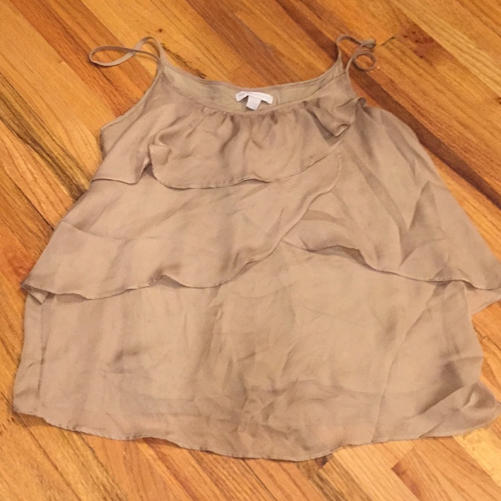 New York & Co Tan Ruffle Camisole Medium